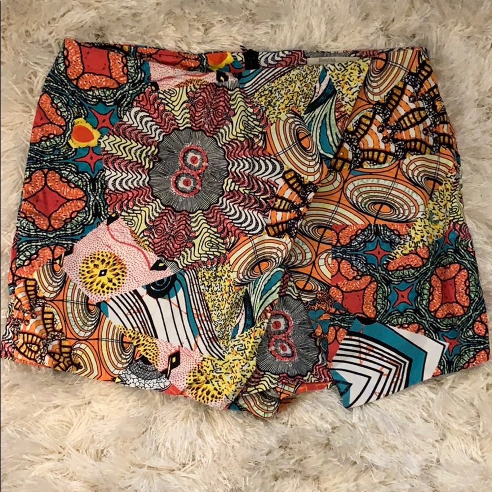 Bershka multi colored/patterned high waist skort
